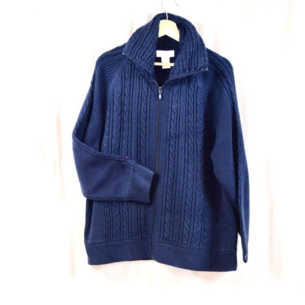 Navy Zipper front knitted jacket